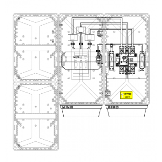 Egy felhasználási helyes 125A indirekt mérés, földkábeles, felületre szerelt, kombinált szekrény kivitelben, tűzeseti leválasztóval